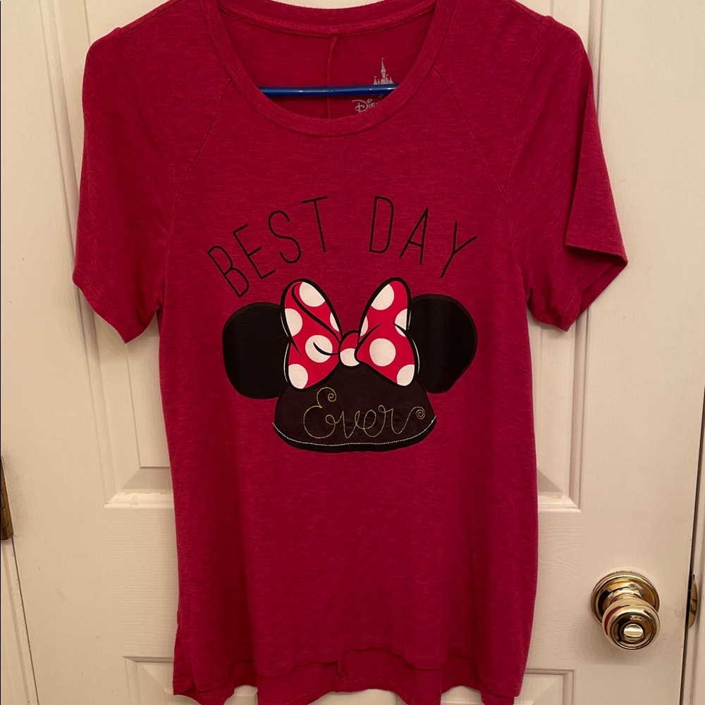 Disney Womens Red Best Day Ever Minnie Mouse Tee
